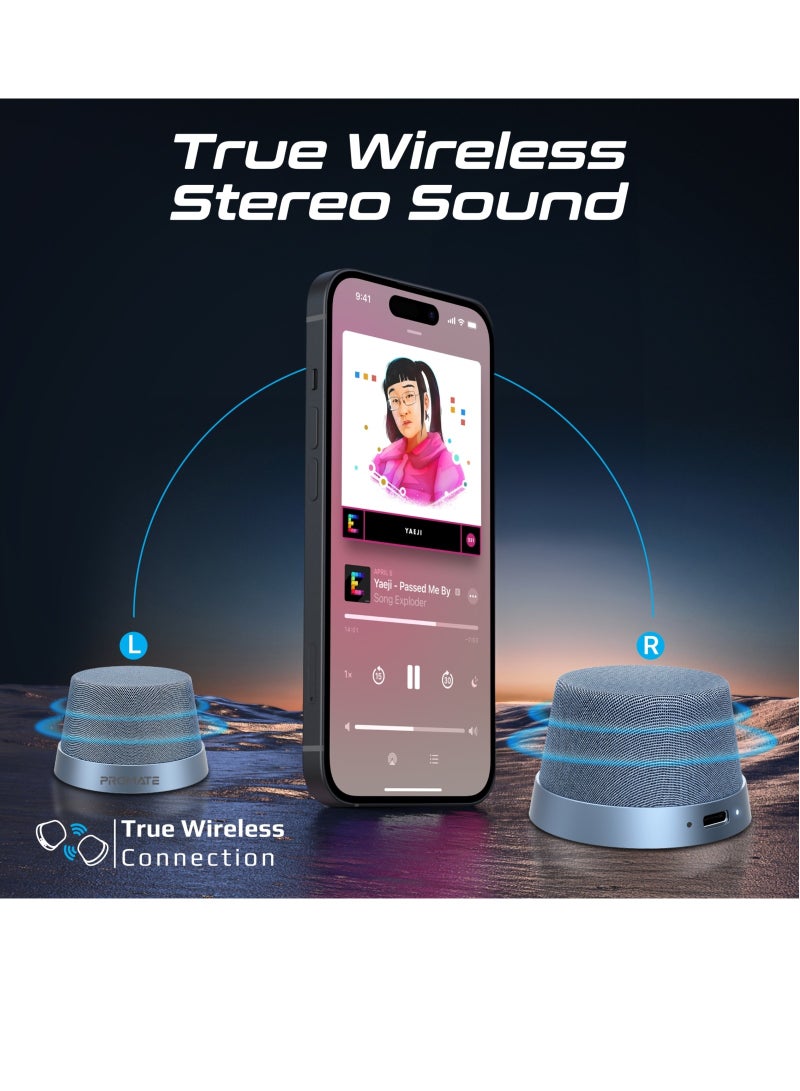 PROMATE - Bluetooth Magnetic Base Speaker, Premium 3W True Wireless Portable Speaker with HD Sound, 40mm Dynamic Drivers, Long-Lasting 12H Playtime, and Bluetooth V5.3, Punch Blue - Image 1