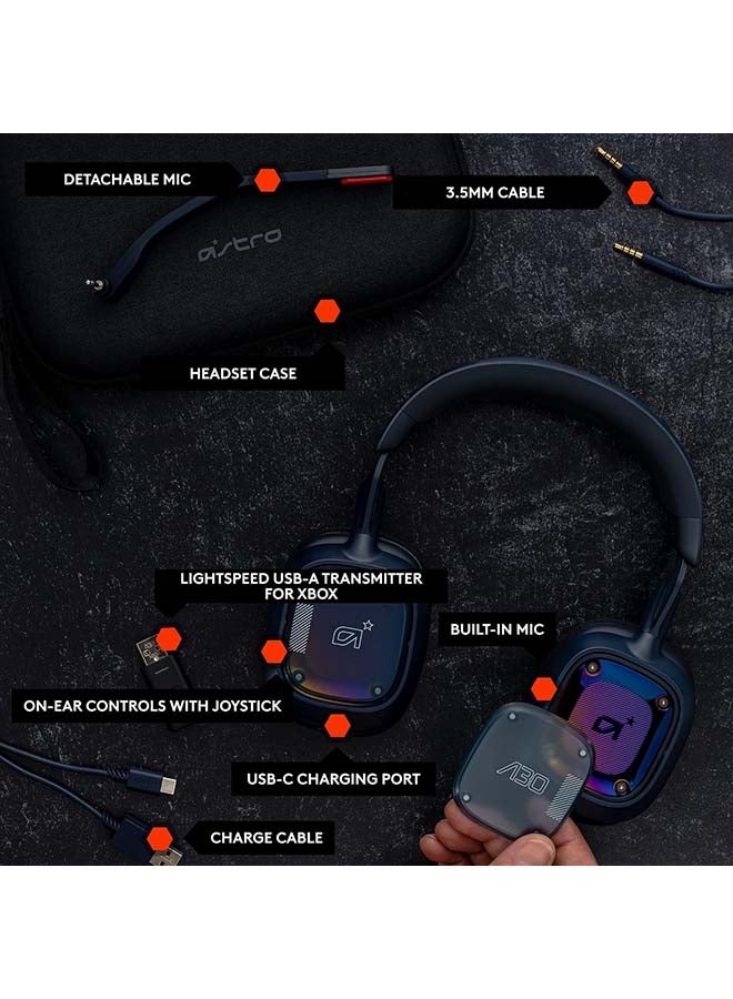 Logitech - Astro Logitech G Astro A30 LIGHTSPEED Wireless Gaming Headset, Bluetooth, Dolby Atmos/3D Audio compatible, Detachable Boom, 27h battery, for Xbox, PS5, PS4, Nintendo Switch, PC, Android - Navy/Red - Image 1