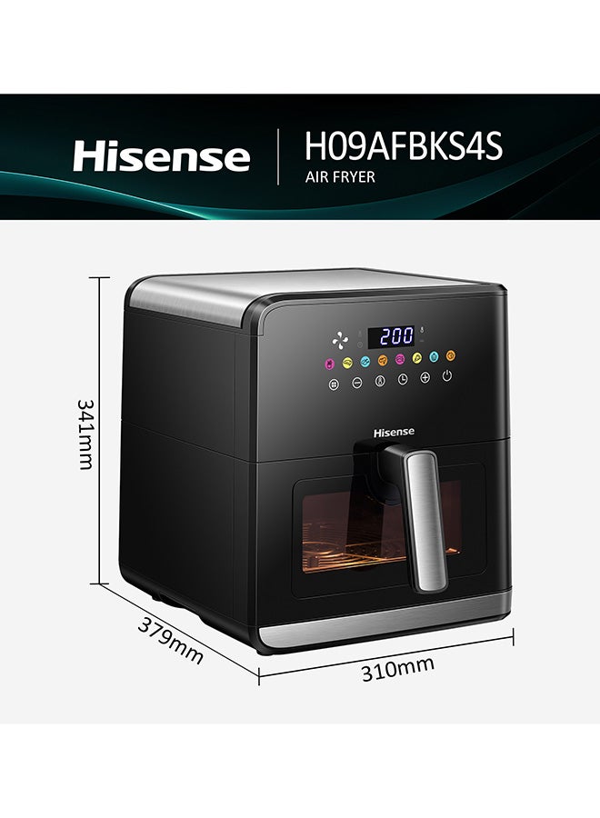 Hisense 9L Air Fryer with Colorful Touch Panel, Air Fry, Preset Menus, 360° Circulation, Visible Basket, Large Capacity 9 L 2700 W H09AFBKS4S Black - Image 4