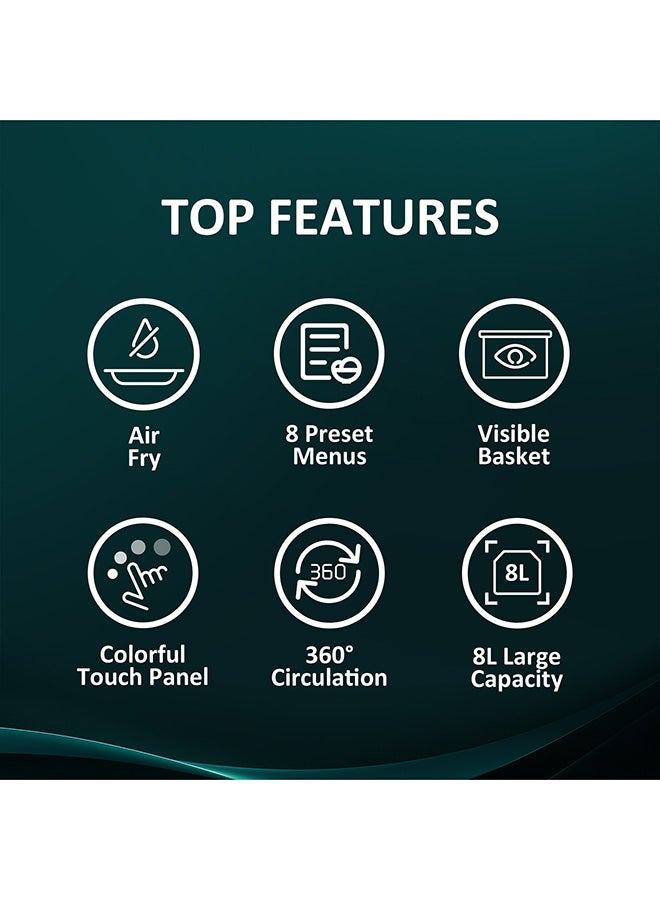 Hisense 9L Air Fryer with Colorful Touch Panel, Air Fry, Preset Menus, 360° Circulation, Visible Basket, Large Capacity 9 L 2700 W H09AFBKS4S Black - Image 5