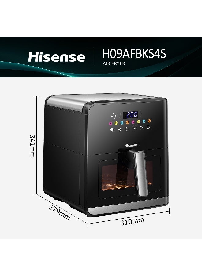 هايسنس مقلاة هوائية سعة 9 لتر مع لوحة لمس ملونة، مقلاة هوائية، قوائم محددة مسبقًا، دوران 360 درجة، سلة مرئية، سعة كبيرة - Image 2