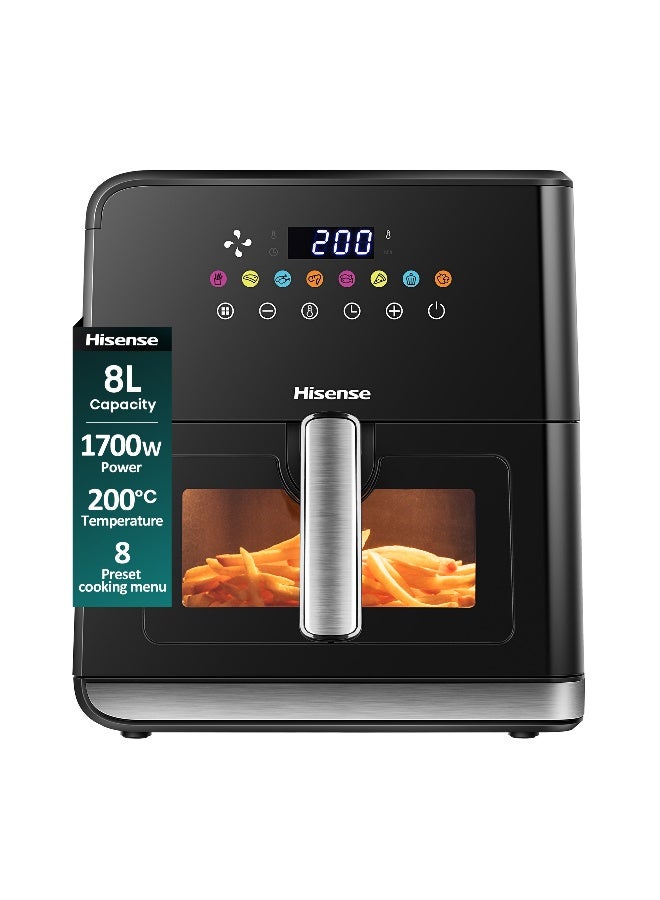 Hisense 8L Air Fryer, 8 Present Menus, Visible Basket, Colour Touch Panel, 360°Circulation, 1700 W (H09AFBKS4S Black) 9 L 2700 W H09AFBKS4S Black - Image 1