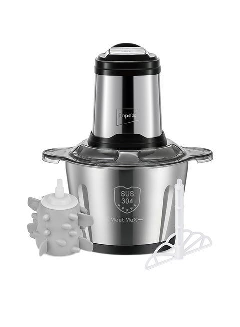 Electric Food Chopper 3Ltr Food Processor Blender,3 Speed Adjustable Meat Grinder, Stainless Steel Body And 6Pcs Stainless Steel Blade, Multi Food Chopper For Meat, Vegetables, Fruits And Nuts 3 L 400 W FC 3206 Silver