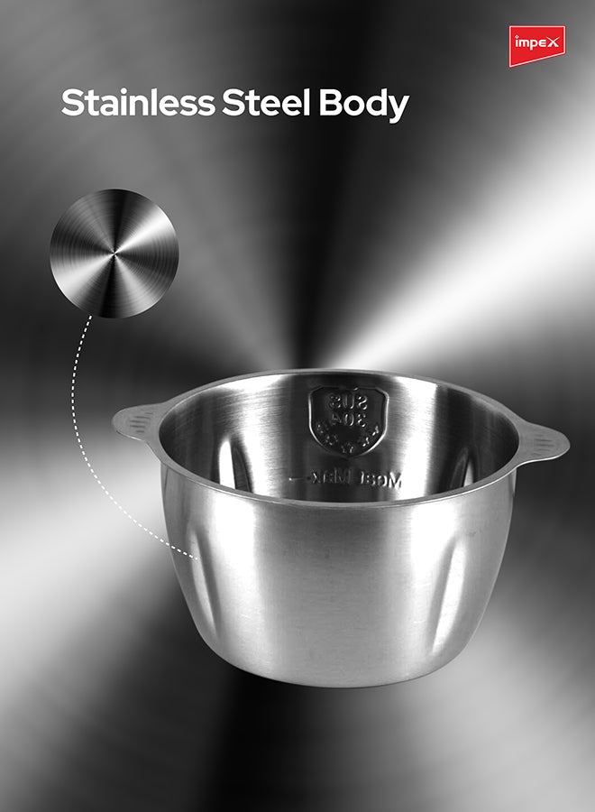 Impex - Electric Food Chopper 3Ltr Food Processor Blender,3 Speed Adjustable Meat Grinder, Stainless Steel Body And 6Pcs Stainless Steel Blade, Multi Food Chopper For Meat, Vegetables, Fruits And Nuts 3 L 400 W FC 3206 Silver - Image 1