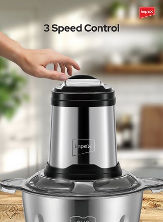 مفرمة طعام كهربائية، خلاط محضر طعام 3 لتر، مفرمة لحوم قابلة للتعديل 3 سرعات، هيكل من الفولاذ المقاوم للصدأ و6 قطع شفرات من الفولاذ المقاوم للصدأ، مفرمة طعام متعددة للحوم والخضروات والفواكه والمكسرات 3 لتر 400 وات FC 3206 فضي - view 3