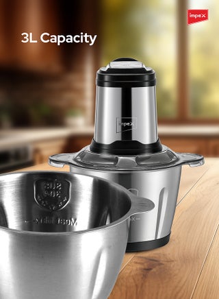 مفرمة طعام كهربائية، خلاط محضر طعام 3 لتر، مفرمة لحوم قابلة للتعديل 3 سرعات، هيكل من الفولاذ المقاوم للصدأ و6 قطع شفرات من الفولاذ المقاوم للصدأ، مفرمة طعام متعددة للحوم والخضروات والفواكه والمكسرات 3 لتر 400 وات FC 3206 فضي - view 5