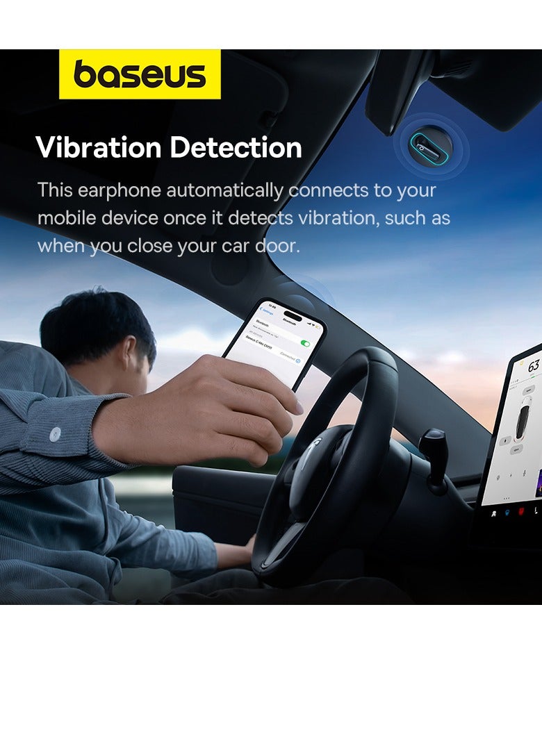 Baseus Single Sided Intelligent Car Bluetooth Earphone Smart Unilateral Wireless Headphone For Car Solar Charging Bluetooth V5.3 Earbuds For Android And iPhone 45 50 hours Playtime With Charging Case Black  - Image 5
