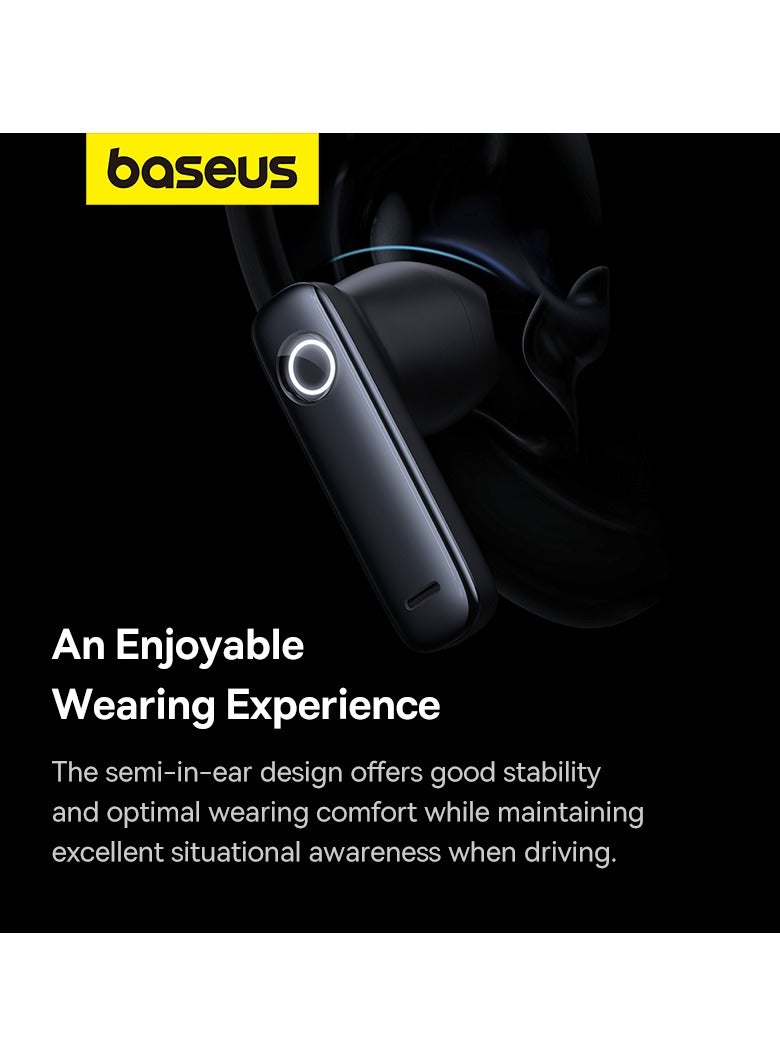 Baseus Single Sided Intelligent Car Bluetooth Earphone Smart Unilateral Wireless Headphone For Car Solar Charging Bluetooth V5.3 Earbuds For Android And iPhone 45 50 hours Playtime With Charging Case Black  - Image 3