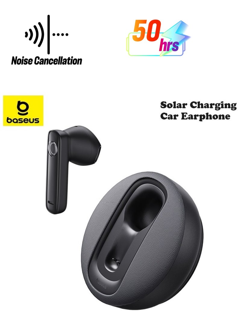 Baseus Single Sided Intelligent Car Bluetooth Earphone Smart Unilateral Wireless Headphone For Car Solar Charging Bluetooth V5.3 Earbuds For Android And iPhone 45 50 hours Playtime With Charging Case Black  - Image 1
