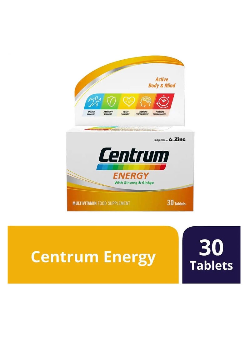 Centrum - Pack Of 2 Energy Multivitamin Food Supplement - 60 Tablets (30 x 2) - Image 1