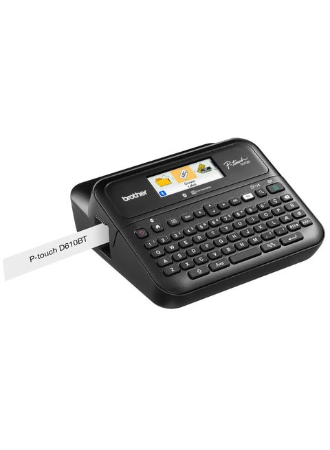 PT-D610BT Bluetooth Connectable Desktop Label Printer with Color LCD Display Black