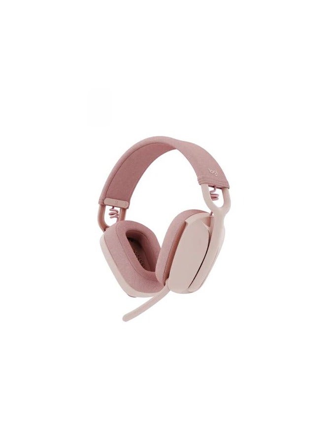 Logitech - Vibe 100 Lightweight Wireless Over Ear Headphones With Noise Cancelling Advanced Multipoint Bluetooth Works With Teams Google Meet Zoom Mac PC Rose - Image 1