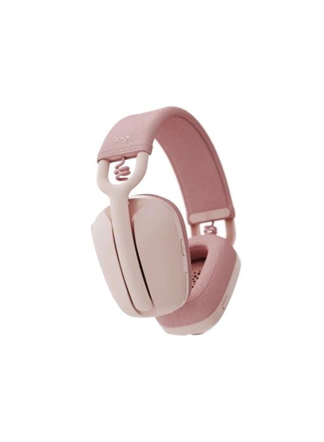Logitech - Vibe 100 Lightweight Wireless Over Ear Headphones With Noise Cancelling Advanced Multipoint Bluetooth Works With Teams Google Meet Zoom Mac PC Rose - Image 1