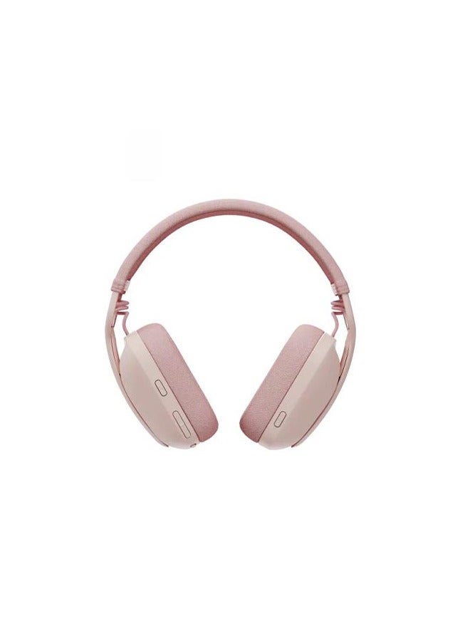 Logitech - Vibe 100 Lightweight Wireless Over Ear Headphones With Noise Cancelling Advanced Multipoint Bluetooth Works With Teams Google Meet Zoom Mac PC Rose - Image 1