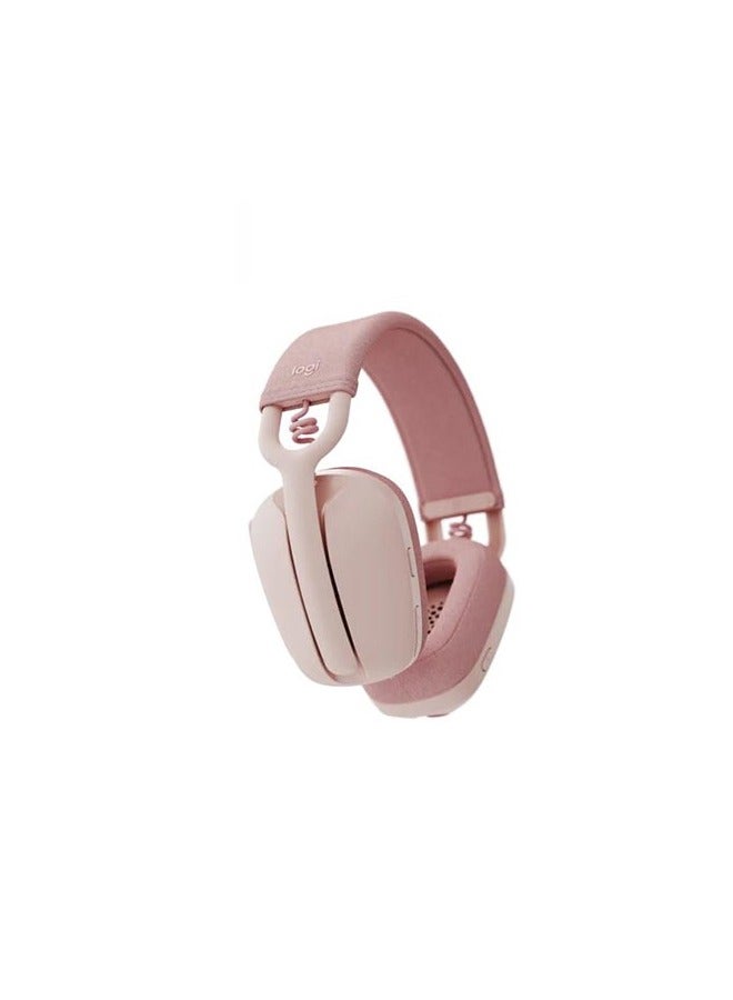 Logitech - Vibe 100 Lightweight Wireless Over Ear Headphones With Noise Cancelling Advanced Multipoint Bluetooth Works With Teams Google Meet Zoom Mac PC Rose - Image 1