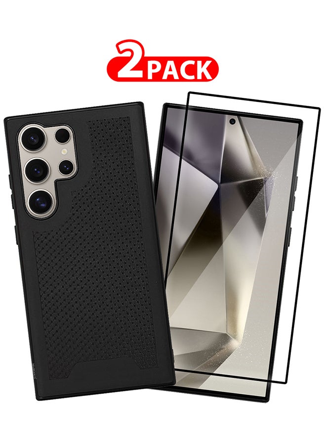 مارجون حزمة 2 لجراب سامسونج جالاكسي S24 ألترا وواقي الشاشة بتصميم مضاد للانزلاق ومقاوم للخدوش ويمتص الصدمات - Image 1
