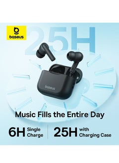 Baseus Wireless Earbuds Bluetooth 5.3 Bowie E17 Headphone In Ear Earphone ENC Mics Noise Isolation Headset 25H Long Battery Life Fast Charging 12mm Large Driver Black  - Image 3
