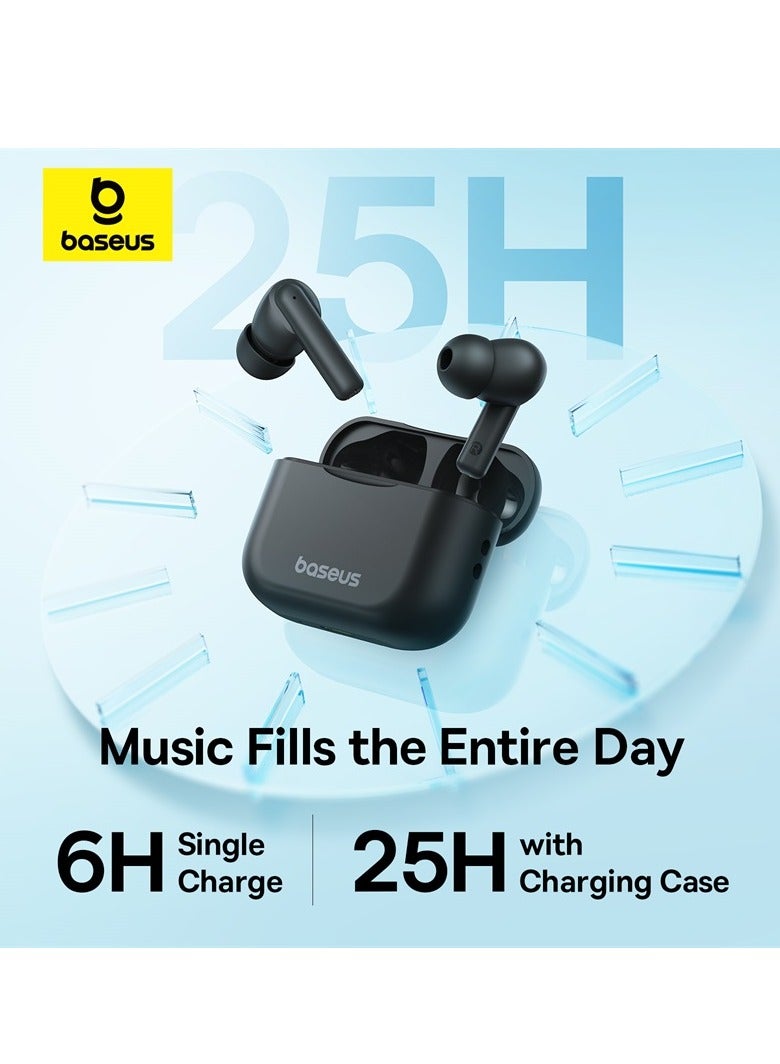Baseus - Wireless Earbuds Bluetooth 5.3 Bowie E17 Headphone In Ear Earphone ENC Mics Noise Isolation Headset 25H Long Battery Life Fast Charging 12mm Large Driver Black - Image 1