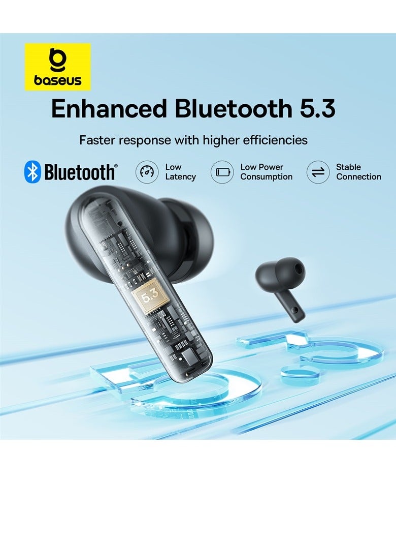 Baseus - Wireless Earbuds Bluetooth 5.3 Bowie E17 Headphone In Ear Earphone ENC Mics Noise Isolation Headset 25H Long Battery Life Fast Charging 12mm Large Driver White - Image 1