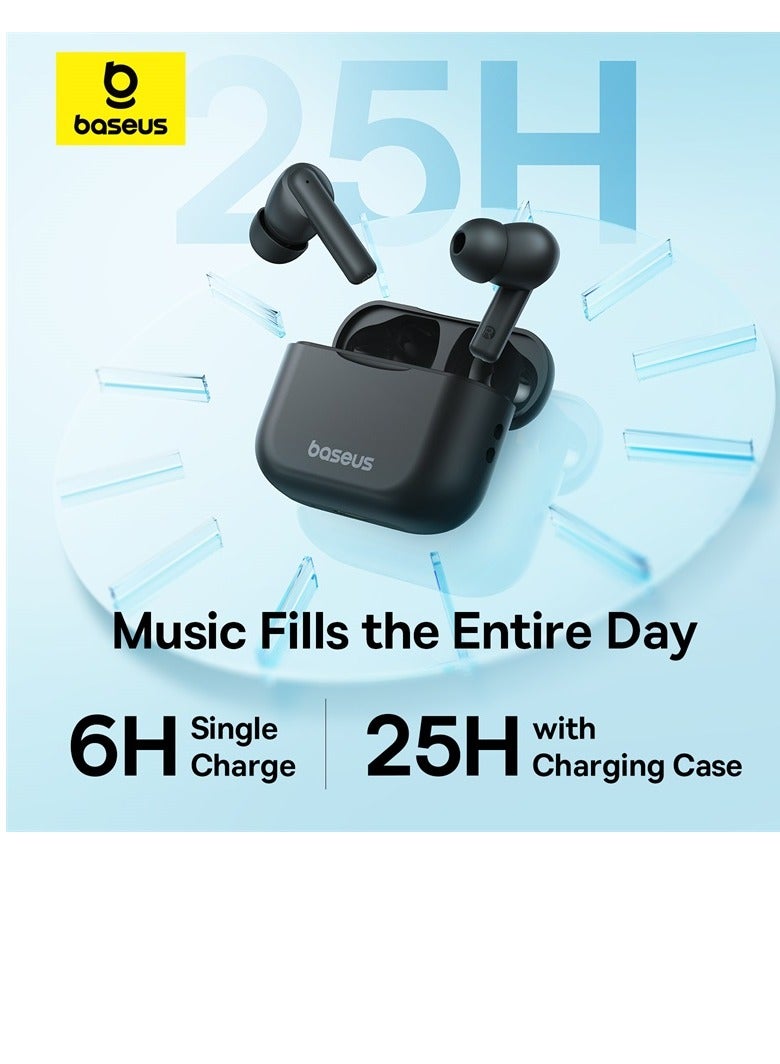 Baseus - Wireless Earbuds Bluetooth 5.3 Bowie E17 Headphone In Ear Earphone ENC Mics Noise Isolation Headset 25H Long Battery Life Fast Charging 12mm Large Driver White - Image 1