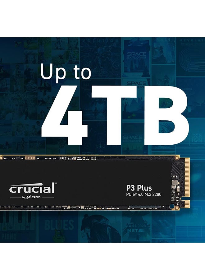 Crucial 4TB P3 Plus NVMe PCIe 4.0 M.2 SSD داخلي، قراءة تسلسلية تصل إلى 4800 ميجابايت/ثانية وسرعات كتابة تسلسلية تصل إلى 4100 ميجابايت/ثانية، Micron 3D NAND، 1.5 ساعة MTBF، دعم SMART &amp; TRIM CT4000P3PSSD8 - pnsku/N70060881V/45/_/1712327665/82c8a0f6-a9d6-4098-8e2e-c447452dd87e