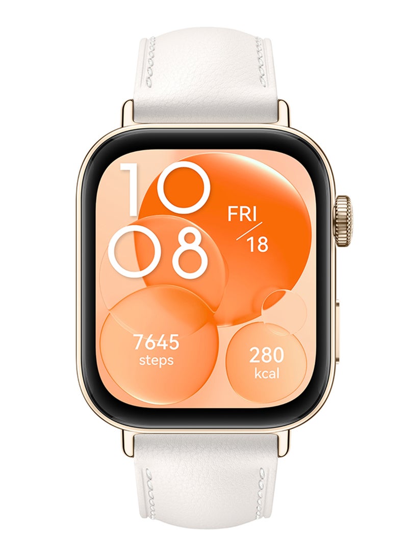 Watch Fit 3 Smartwatch, 1.82 Inch AMOLED Display, Ultra Slim Design, Scientific Workout Coach, Upgraded Health Management, Compatible With iOS And Android, Leather Strap White - pnsku/N70060910V/45/_/1716471120/df44b097-b5c8-42ac-9ff4-d33edb9678bd