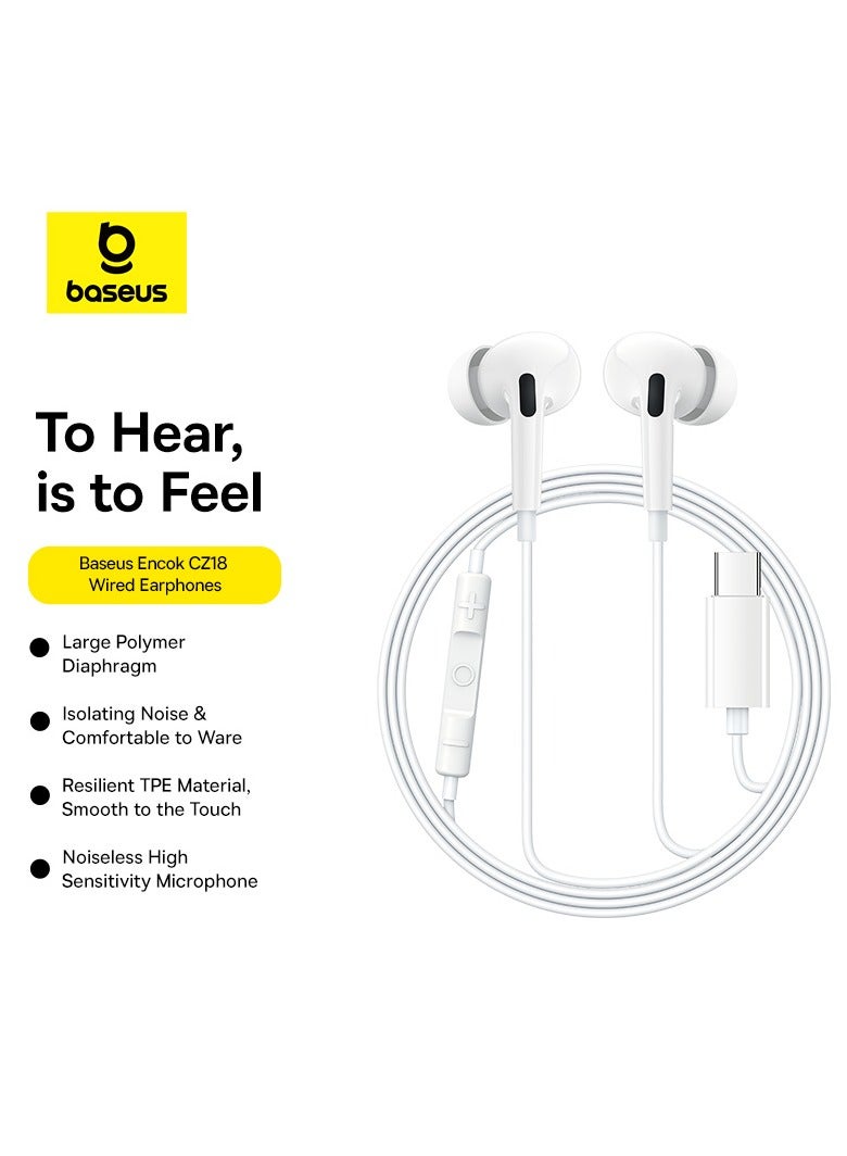 Baseus - USB C Headphones For Samsung Galaxy S23 Ultra S22 S21 FE S20 A54 A53 USB C Earphones With Microphone In-Ear Headphone Noise Isolation USB Type C Earphone For iPhone 15 Pro Max iPad Plus Pixel 8 White - Image 1