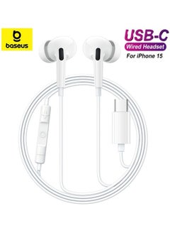 USB C Headphones For Samsung Galaxy S23 Ultra S22 S21 FE S20 A54 A53 USB C Earphones With Microphone In-Ear Headphone Noise Isolation USB Type C Earphone For iPhone 15 Pro Max iPad Plus Pixel 8 White