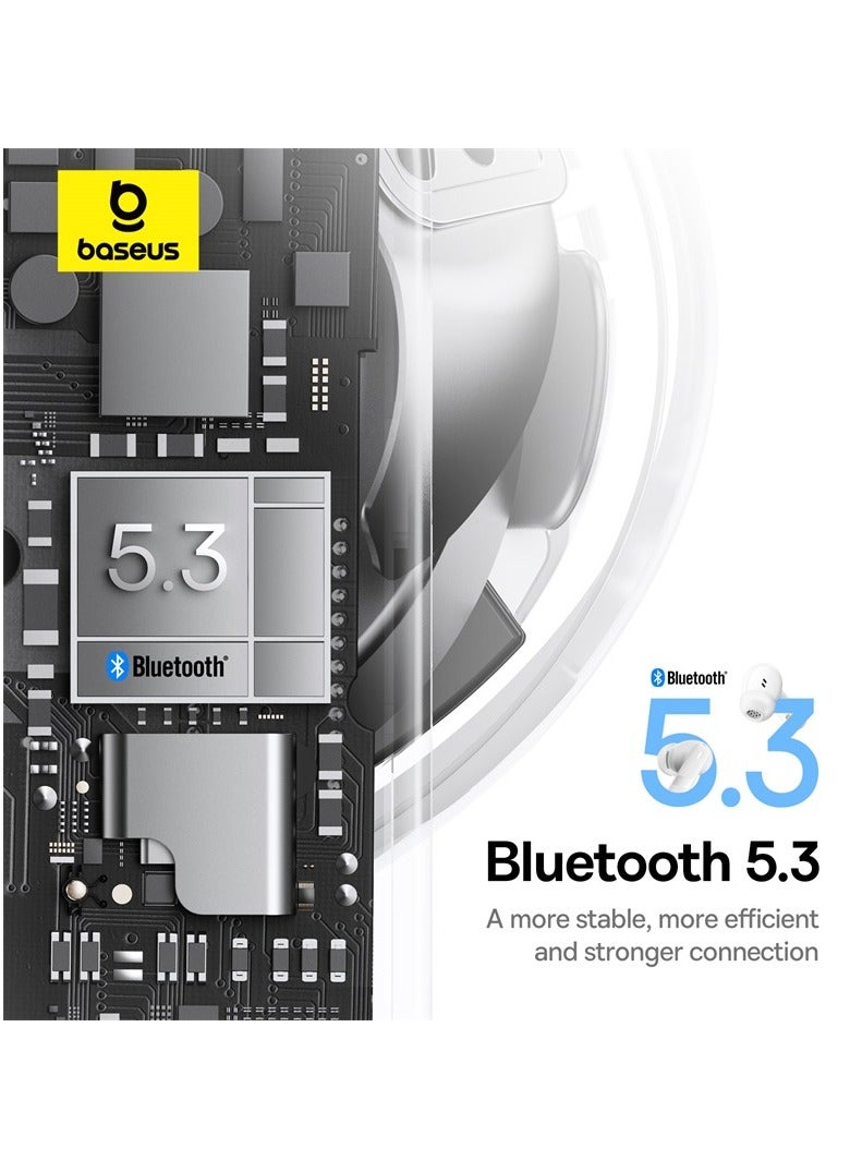 Wireless Earbuds Bluetooth Headphones 5.3 Bass Stereo Earphones 33H Playtime Bluetooth Earbud with Environmental Noise Cancellation Mic IPX5 Waterproof Earbuds For iOS And Android Devices White