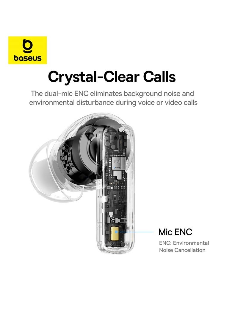 Wireless Earbuds Bluetooth Headphones 5.3 Bass Stereo Earphones 33H Playtime Bluetooth Earbud with Environmental Noise Cancellation Mic IPX5 Waterproof Earbuds For iOS And Android Devices White