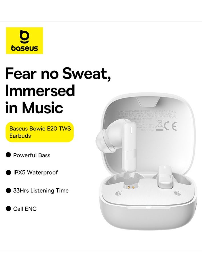 Wireless Earbuds Bluetooth Headphones 5.3 Bass Stereo Earphones 33H Playtime Bluetooth Earbud with Environmental Noise Cancellation Mic IPX5 Waterproof Earbuds For iOS And Android Devices White