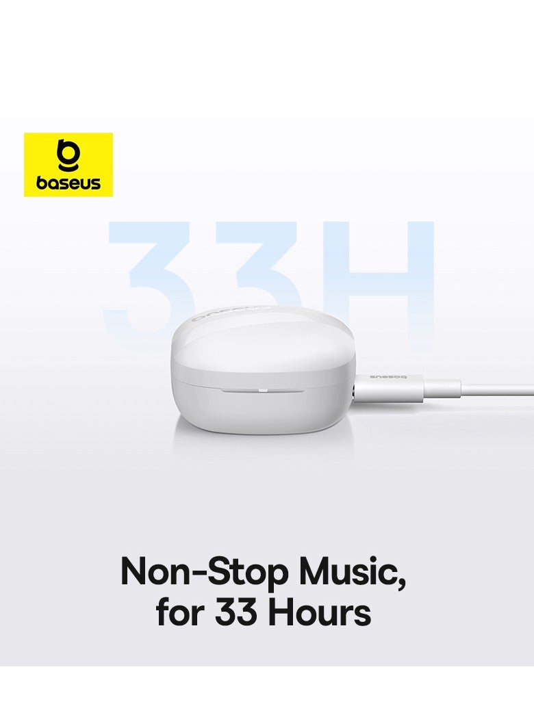 Baseus Wireless Earbuds Bluetooth Headphones 5.3 Bass Stereo Earphones 33H Playtime Bluetooth Earbud with Environmental Noise Cancellation Mic IPX5 Waterproof Earbuds For iOS And Android Devices White  - Image 4