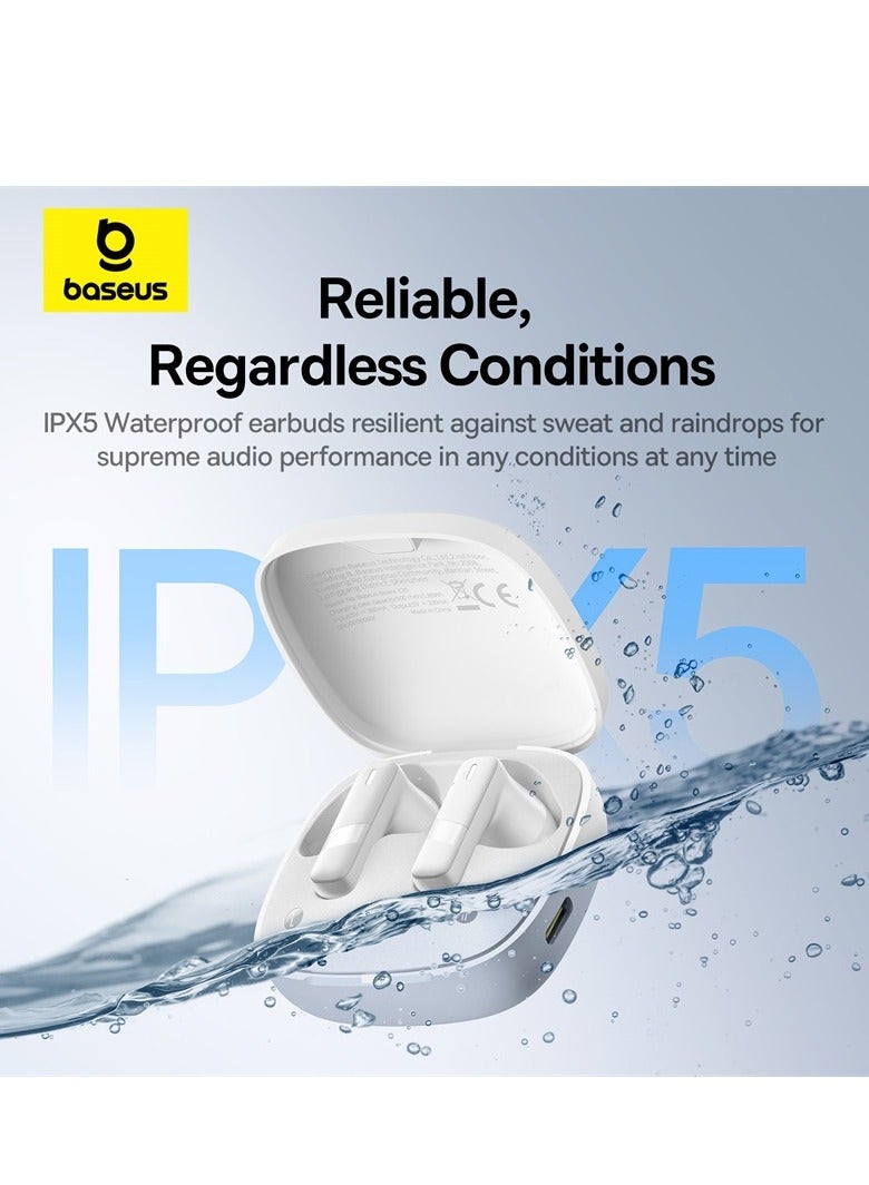 Baseus Wireless Earbuds Bluetooth Headphones 5.3 Bass Stereo Earphones 33H Playtime Bluetooth Earbud with Environmental Noise Cancellation Mic IPX5 Waterproof Earbuds For iOS And Android Devices White  - Image 3