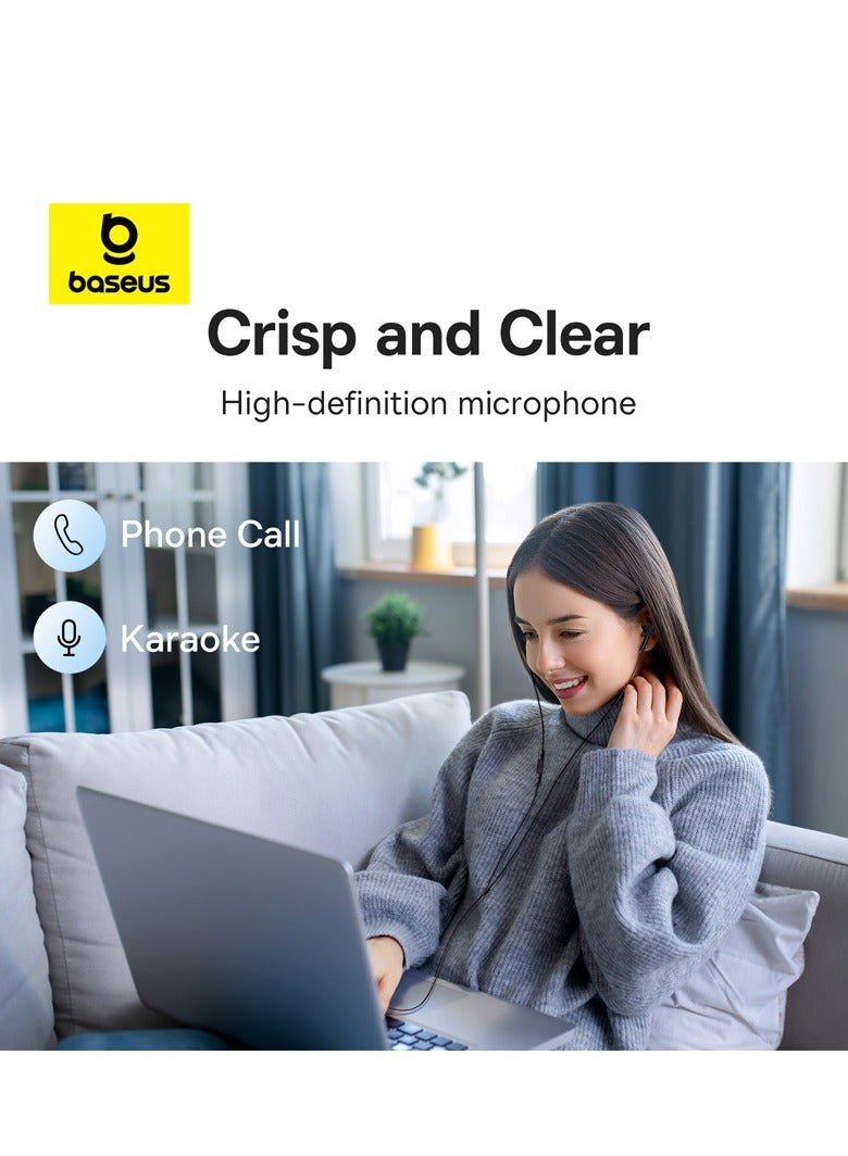 Baseus USB C Headphones For Samsung Galaxy S23 Ultra S22 S21 FE S20 A54 A53 USB C Earphones With Microphone In-Ear Headphone Noise Isolation USB Type C Earphone For iPhone 15 Pro Max iPad Plus Pixel 8 Black  - Image 2