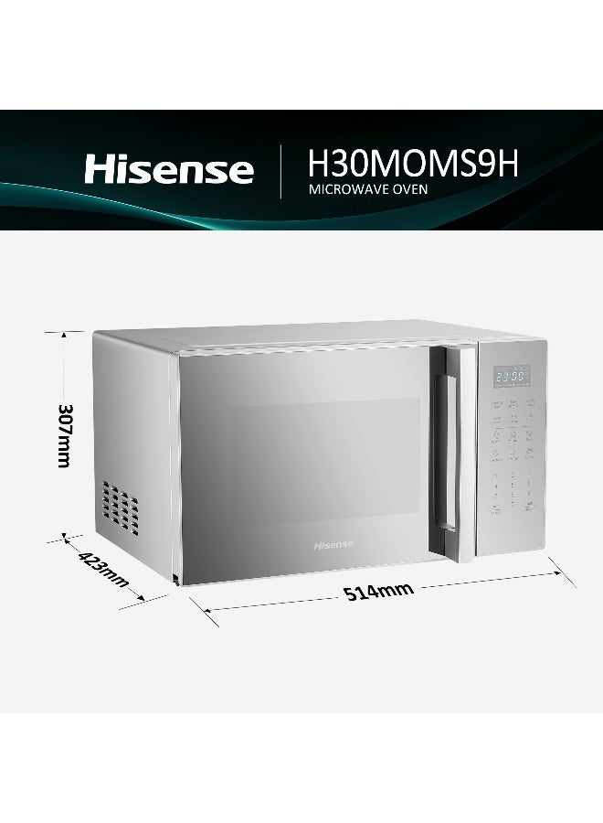 Hisense 30L Microwave Oven, 11-levels of Power, Preset Programmes, Time & Weight Defrost, LED Display, Cooking End Signal, Large Capacity 30 L 900 W H30MOMS9H Silver - Image 2
