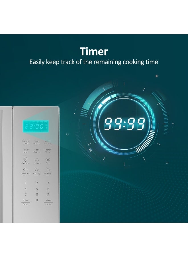 Hisense 30L Microwave Oven, 11-levels of Power, Preset Programmes, Time & Weight Defrost, LED Display, Cooking End Signal, Large Capacity 30 L 900 W H30MOMS9H Silver - Image 5