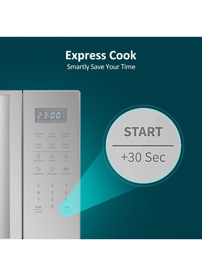 Hisense 30L Microwave Oven, 11-levels of Power, Preset Programmes, Time & Weight Defrost, LED Display, Cooking End Signal, Large Capacity 30 L 900 W H30MOMS9H Silver - Image 3