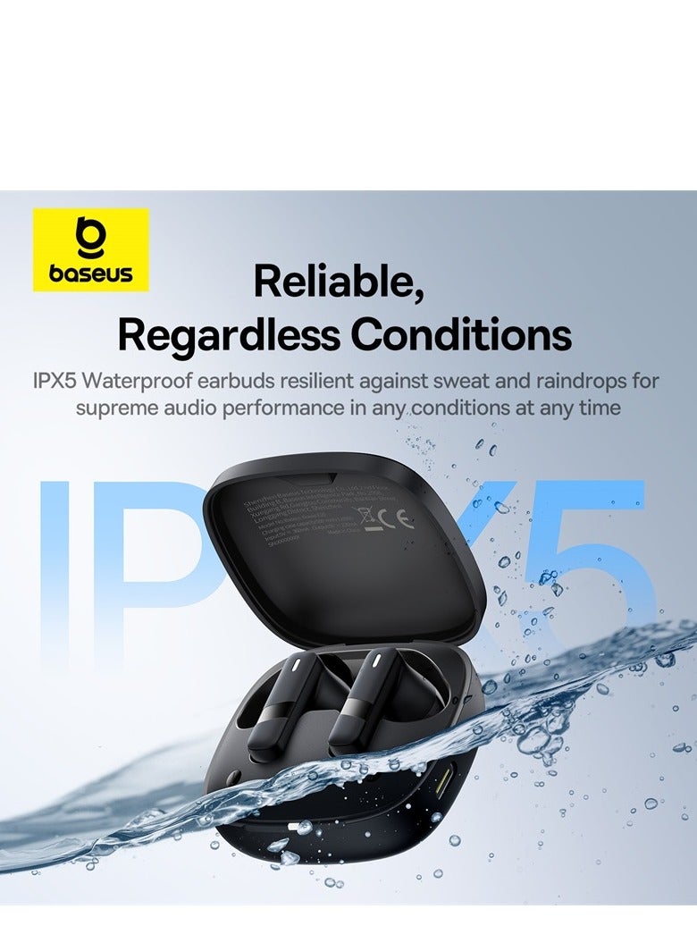 Baseus - Wireless Earbuds Bluetooth Headphones 5.3 Bass Stereo Earphones 33H Playtime Bluetooth Earbud With Environmental Noise Cancellation Mic IPX5 Waterproof Earbuds For iOS And Android Devices Black - Image 1