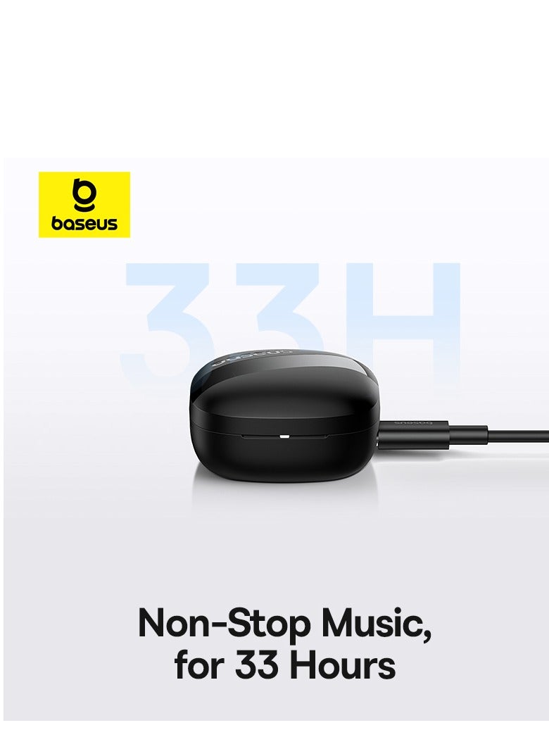 Baseus - Wireless Earbuds Bluetooth Headphones 5.3 Bass Stereo Earphones 33H Playtime Bluetooth Earbud With Environmental Noise Cancellation Mic IPX5 Waterproof Earbuds For iOS And Android Devices Black - Image 1
