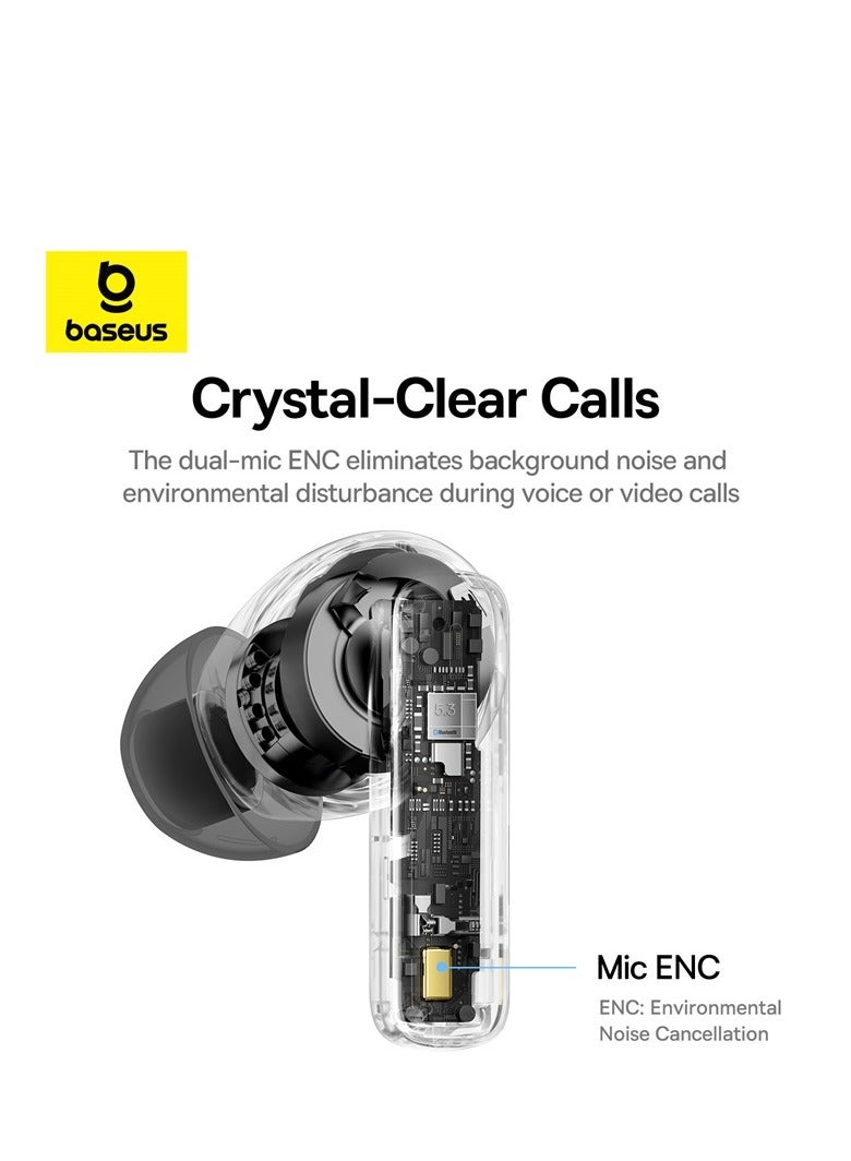 Baseus - Wireless Earbuds Bluetooth Headphones 5.3 Bass Stereo Earphones 33H Playtime Bluetooth Earbud With Environmental Noise Cancellation Mic IPX5 Waterproof Earbuds For iOS And Android Devices Black - Image 1