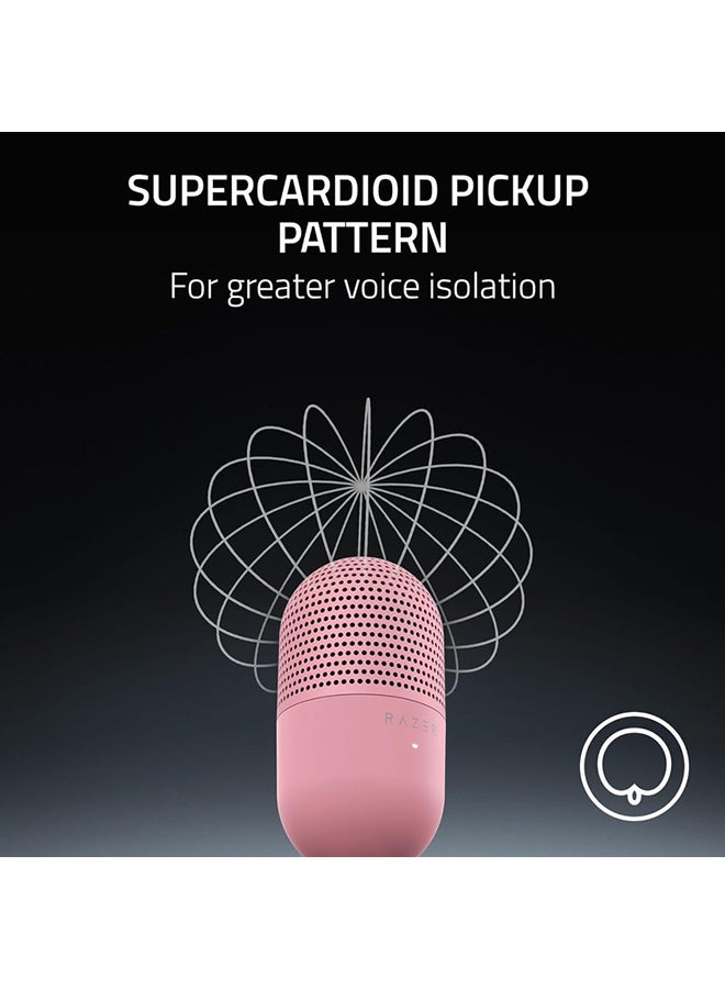 RAZER - Razer Seiren V3 Mini USB Microphone, Condenser Mic, Supercardioid Pickup Pattern, Tap-to-Mute Sensor with LED Indicator, Shock Absorber, Ultra Compact, PC, Discord, OBS Studio, XSplit - Quartz - Image 1