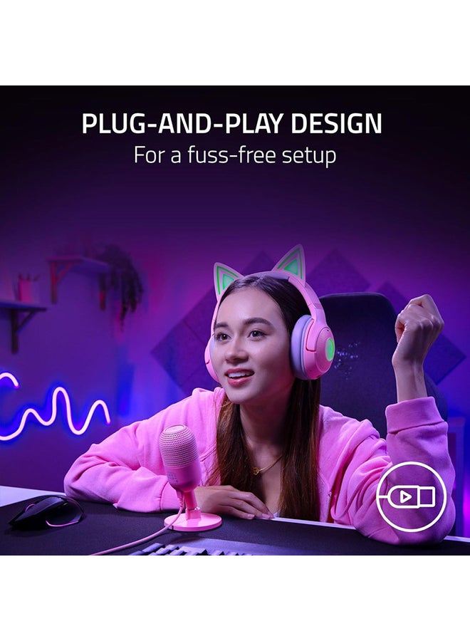 RAZER - Razer Seiren V3 Mini USB Microphone, Condenser Mic, Supercardioid Pickup Pattern, Tap-to-Mute Sensor with LED Indicator, Shock Absorber, Ultra Compact, PC, Discord, OBS Studio, XSplit - Quartz - Image 1