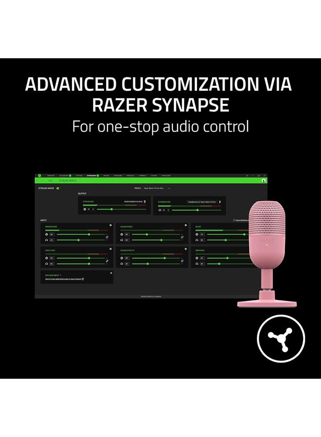RAZER - Razer Seiren V3 Mini USB Microphone, Condenser Mic, Supercardioid Pickup Pattern, Tap-to-Mute Sensor with LED Indicator, Shock Absorber, Ultra Compact, PC, Discord, OBS Studio, XSplit - Quartz - Image 1
