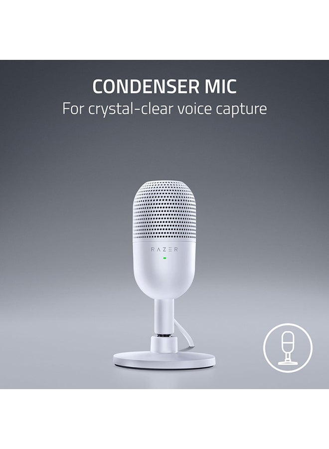 RAZER Razer Seiren V3 Mini USB Microphone, Condenser Mic, Supercardioid Pickup Pattern, Tap-to-Mute Sensor with LED Indicator, Shock Absorber, Ultra Compact, PC, Discord, OBS Studio, XSplit - White  - Image 2