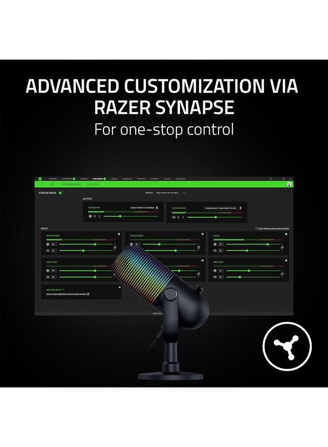 RAZER - Razer Seiren V3 Chroma RGB USB Microphone: Stream & Game Reactive Lighting - Tap-to-Mute Sensor - Condenser Mic - Digital Gain Limiter & Shock Absorber - PC, Discord, OBS Studio, XSplit - Black - Image 1