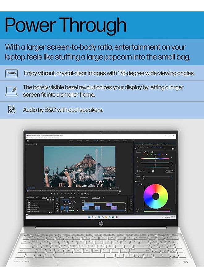 HP - Pavilion (Upgraded Version) Laptop With 15.6-Inch Display, Core i5-1335U Processor/16GB RAM/1TB PCIe SSD/Intel Iris XE Graphics/Windows 11 With HDMI Cable English Silver - Image 1