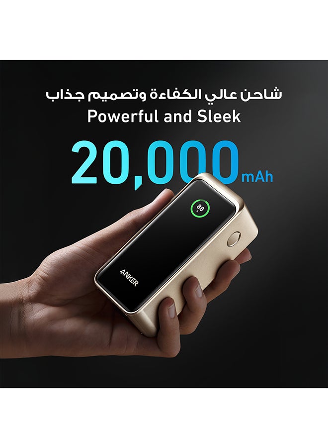 20000 mAh Prime Power Bank, 20,000mAh Portable Charger with 200W Output, Smart Digital Display, 2 USB-C and 1 USB-A Port Compatible with MacBook Pro/Air, iPhone 16/15/14 Series, Samsung, Huaiwei, Dell Gold