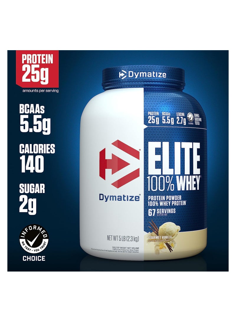Dymatize Dymatize Elite 100% Whey Protein Powder 63SV 5LB Gourmet Vanilla  - Image 2