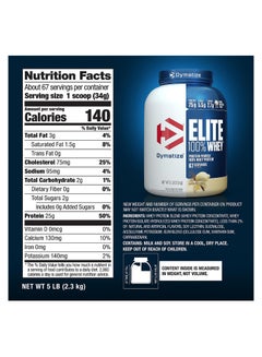 Dymatize Dymatize Elite 100% Whey Protein Powder 63SV 5LB Gourmet Vanilla  - Image 5