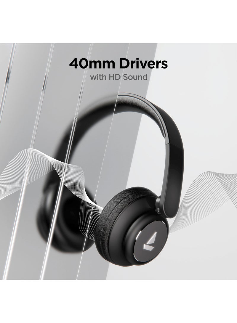 boAt - Rockerz 450 Bluetooth On Ear Headphones With Mic, Upto 15 Hours Playback, 40MM Drivers, Padded Ear Cushions, Integrated Controls And Dual Modes Luscious Black - Image 1